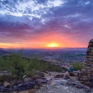 Sunset at Dobbins Lookout - beautiful sunset in South Mountain Park Phoenix, AZ.  Photographic print from Lazzeri Photography.