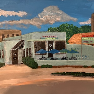 Walker’s Drive In in Fondren. Part of the Jackson, Mississippi series. Unframed print of Becky Lazzeri acrylic painting