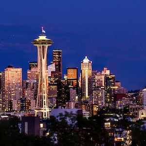 Seattle Skyline Panorama.  Photographic print from Lazzeri Photography.