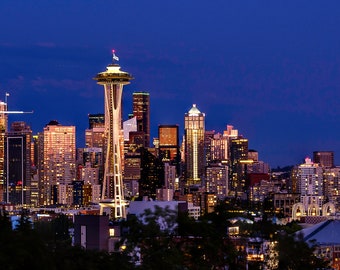 Seattle Skyline Panorama.  Photographic print from Lazzeri Photography.