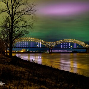 Night-time Skyline of the M Bridge in Memphis, TN.  Photographic print from Lazzeri Photography.