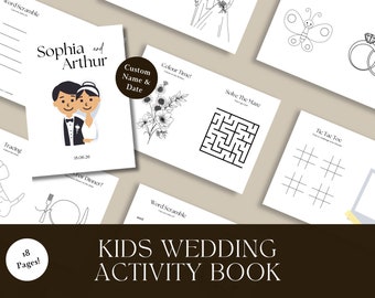 Benutzerdefiniertes Hochzeitsbuch für Kinder, Aktivitätenbuch für Kinder, Hochzeitsbuch für Kinder, Aktivitätenbuch für Kinder, Hochzeitsbuch für Erwachsene, personalisierbares Hochzeitsbuch für Kinder