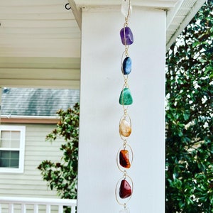 7 Chakra Crystal Gemstone Indoor Wall Hanger Hanging | Boho home decor wall art | house warming gift | Chakra Stones