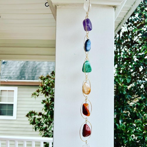 7 Chakra Crystal Gemstone Indoor Wall Hanger Hanging Boho Etsy