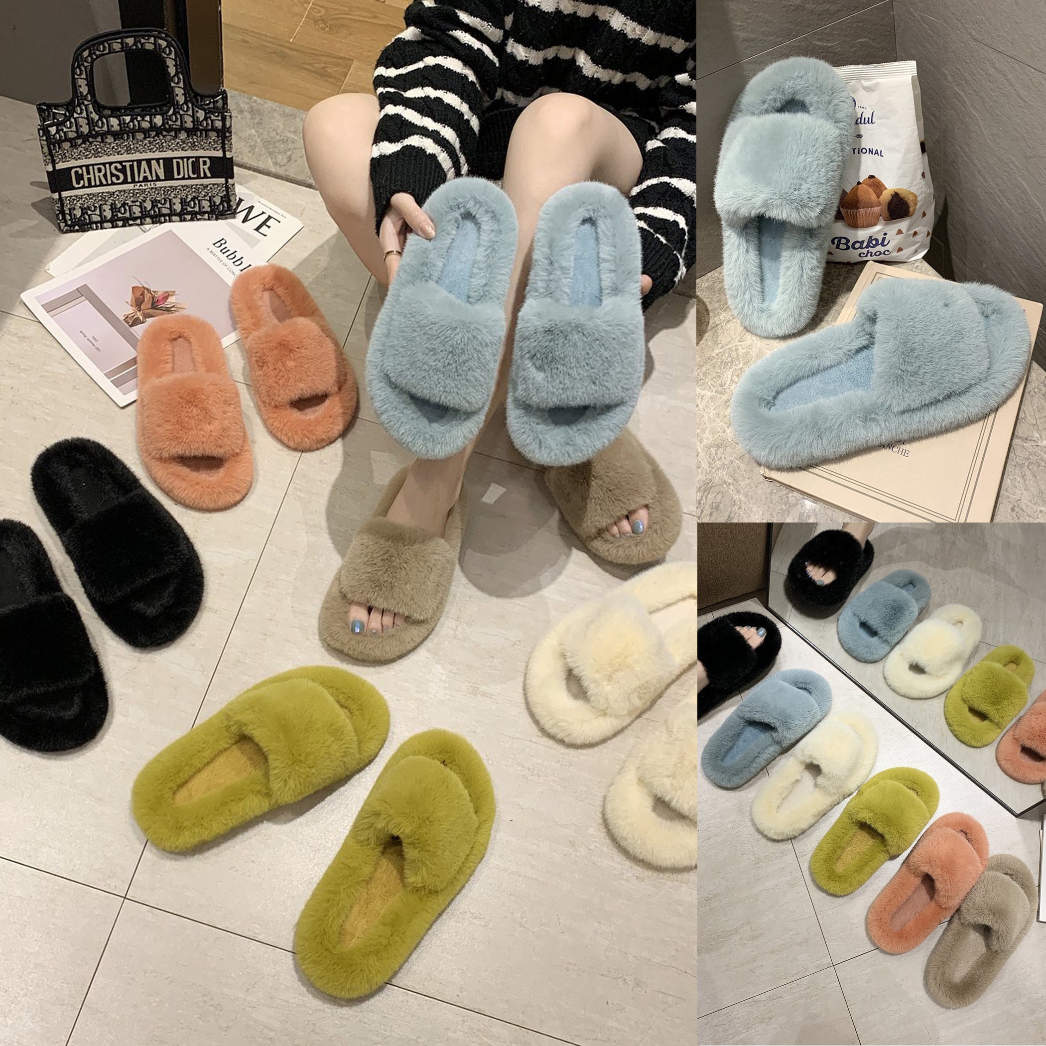 FS1 Women's Rubber Slippers with Fur