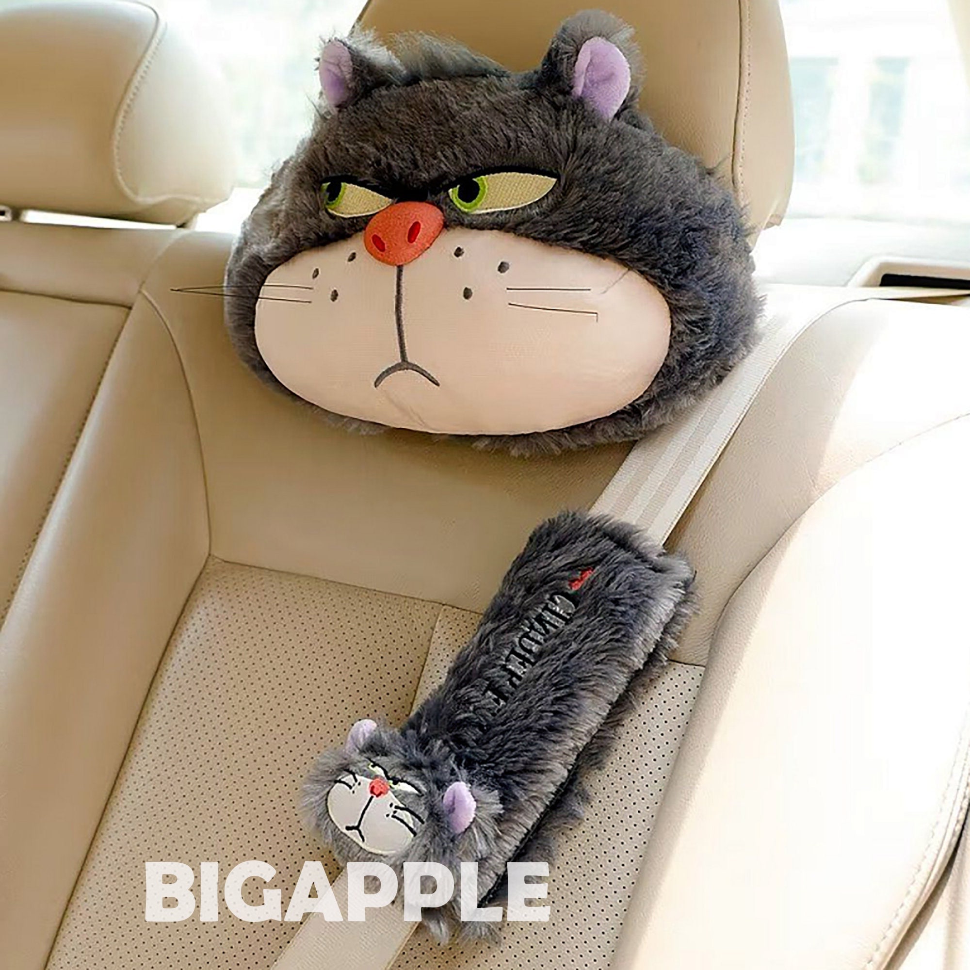2pcs Ladies Kuromi Car Neck Pillow Headrest Soft Seat Belt Cover Shoulder  Pad