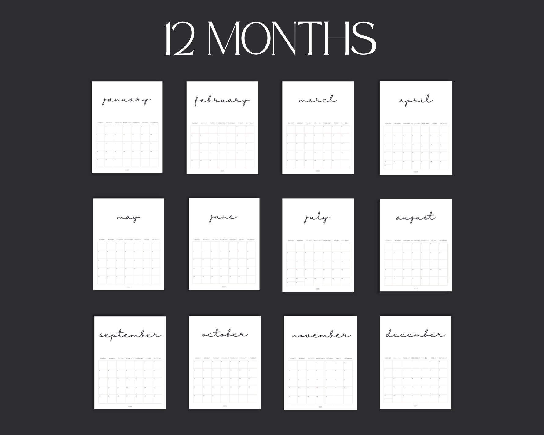 Printable 2023 Calendar PDF Digital Download Monthly Etsy