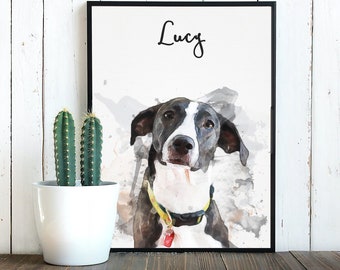 Custom Watercolor Pet Portrait | Pet Memorial | Pet Gift | Custom Dog Portrait | Pet Lover Gift| Digitally Mastered Watercolor Effect