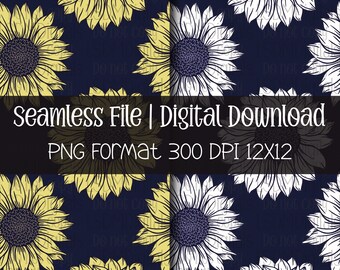 HAND DRAWN Sunflowers | sunflowers png | floral png | Seamless File | Digital Download | 2 png files