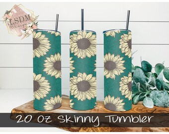 Tooled Sunflower Tumbler Wrap, 20 oz Skinny