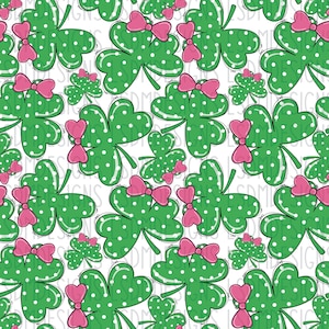 Shamrocks & Pink Bows | shamrock png | bows png | St. Patrick’s Day png | Seamless File | Digital Download