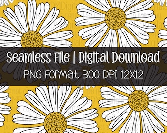 Sunny Daisy | HAND DRAWN | Seamless File | Digital Download