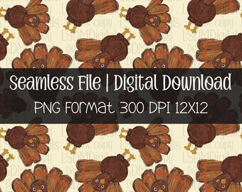 Thanksgiving Turkey png | HAND DRAWN | Seamless File | Digital Download