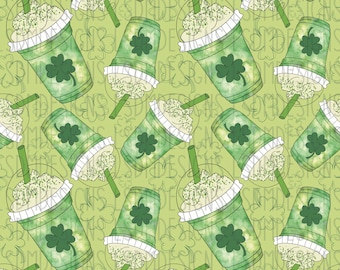 HAND DRAWN Shamrock Coffee png | St Patricks Day png | Seamless File | Digital Download