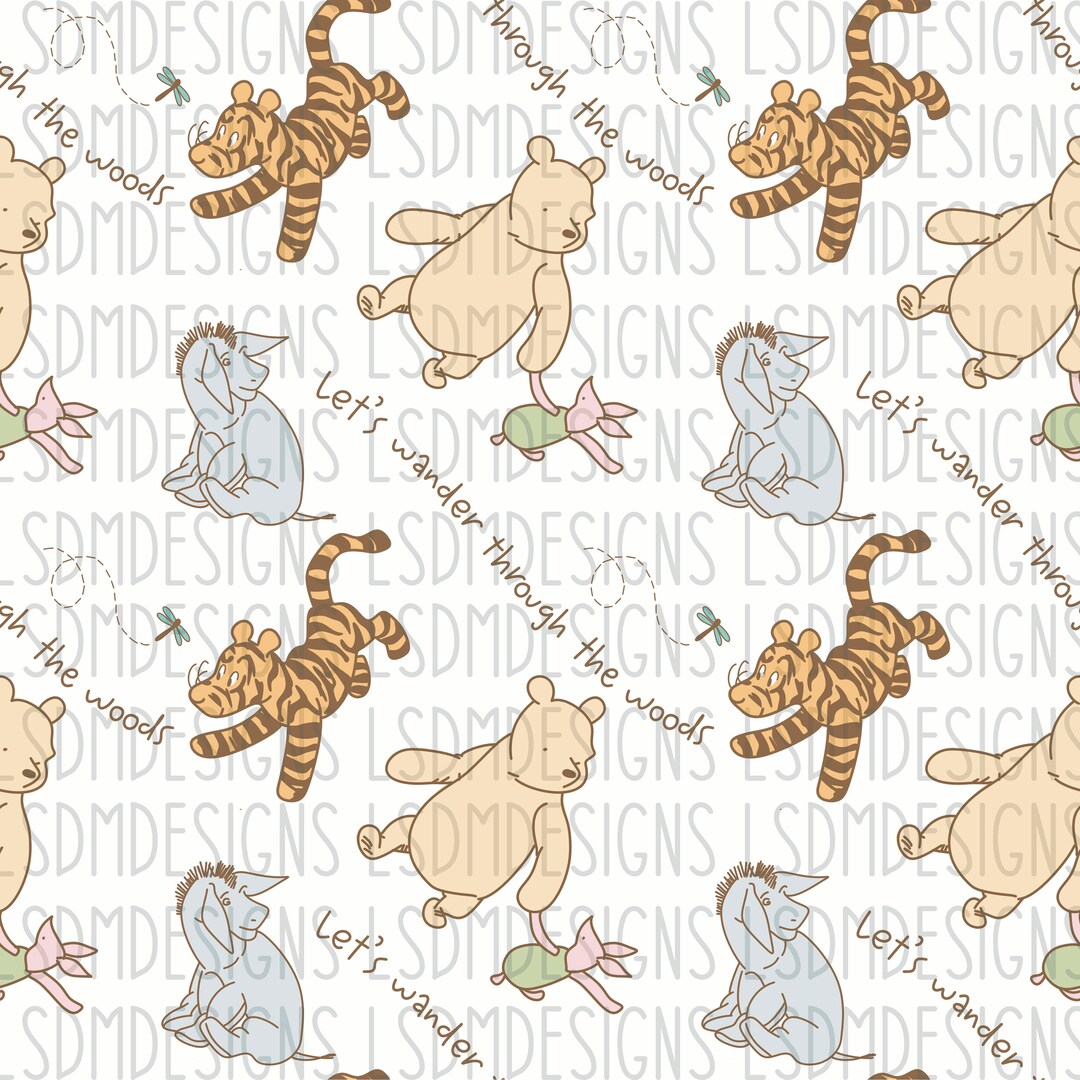 Vintage Pooh Seamless File, Hand Drawn - Etsy