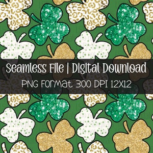 Patterned Shamrocks | shamrock png | St. Patrick’s Day png | Seamless File | Digital Download