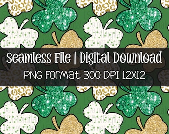 Patterned Shamrocks | shamrock png | St. Patrick’s Day png | Seamless File | Digital Download