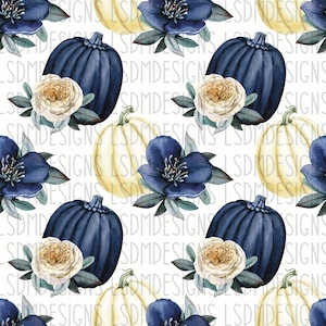Blue Pumpkin Floral Seamless File