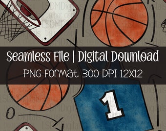 Basketball Seamless File, Hand drawn