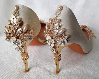 Ivory Bridal Shoes,Shoes For Bridesmaid,Glitter Shoes
