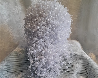 White Pearl Waterfall Bridal Bouquet,Cascading Bouquet,Wedding Bouquet