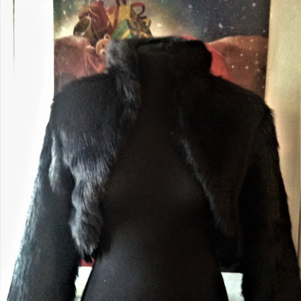 Black Faux Fur Bolero,Bridal Jacket,Wedding Accessory