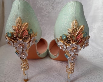 Sage Green Bridal Shoes,Shoes For Bridesmaid,Glitter Shoes