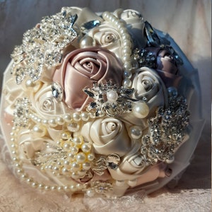 Ivory Rose Wedding Bouquet: Beaded Pearl Bridal Bouquet
