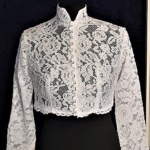 White Or Ivory Lace Bolero,Long Sleeve Jacket,Bridal Bolero image 1