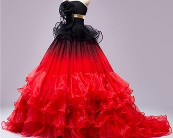 photo Beautiful Gothic Beautiful Black And Red Wedding Dresses red gothic wedding dress etsy