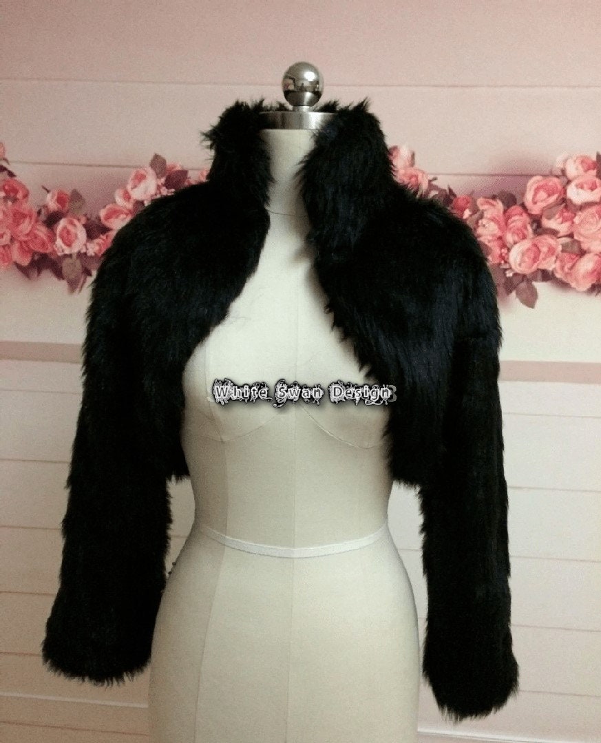 Black Faux Fur Bolerobridal 