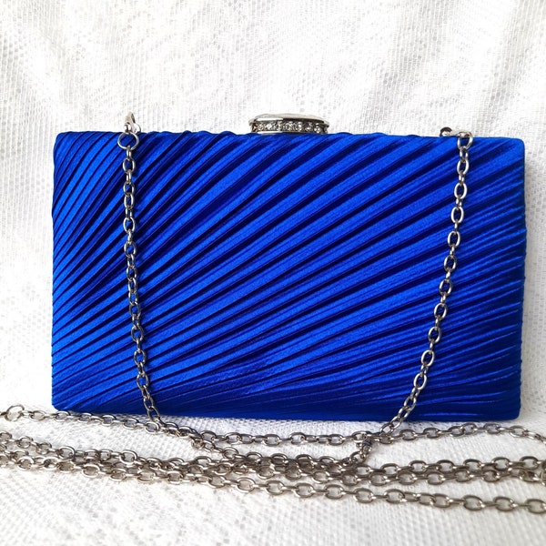 Pochette de soirée en soie bleue, sac à main de mariage, sac à main de mariée, pochette pour dames