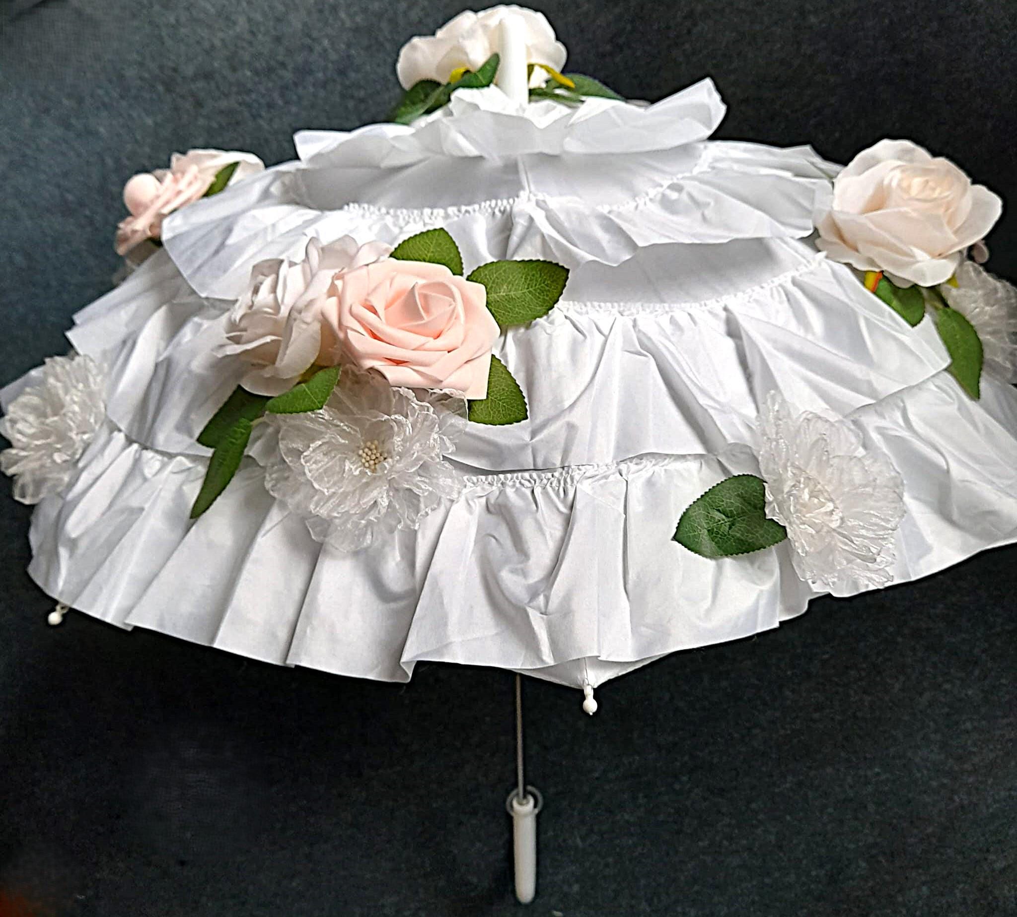 Parapluie En Papier Blanc DIY - Parapluie Décoratif Vintage Pour Mariage, Cosplay, Photo Prop - Poignée En Bois, Personnalisable