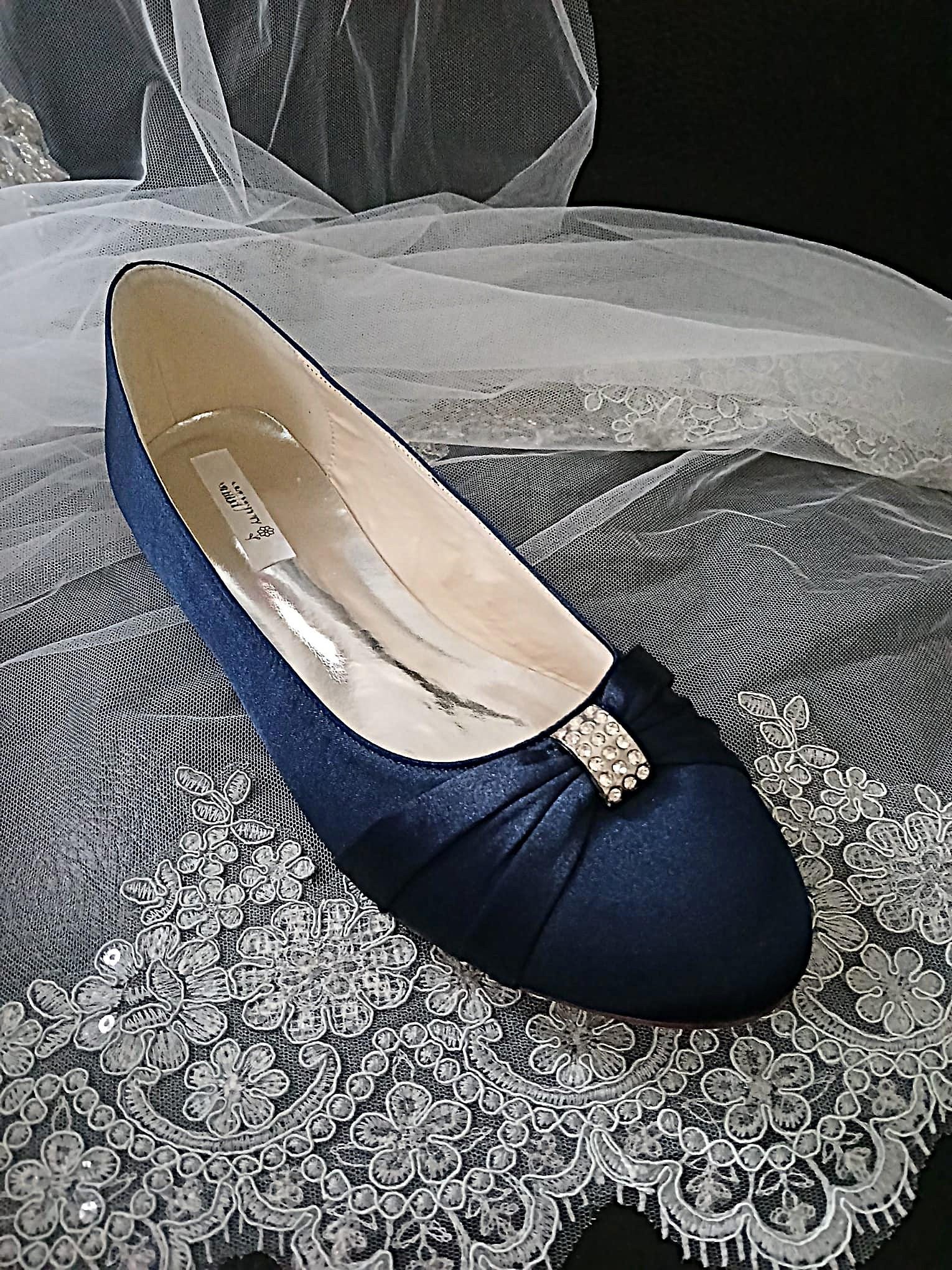 womens navy blue flat dress shoes Navy Blue Classic Flat Shoes Set : Flats Hat and Clutch Bag, Formal Event Footwear