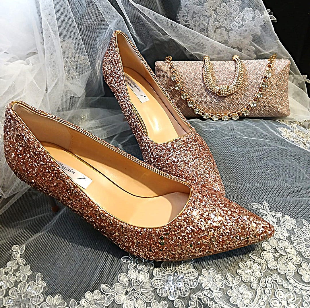 green emerald velvet dress Pattie 1960s Shoes Wide (Gold/Silver) 6W
