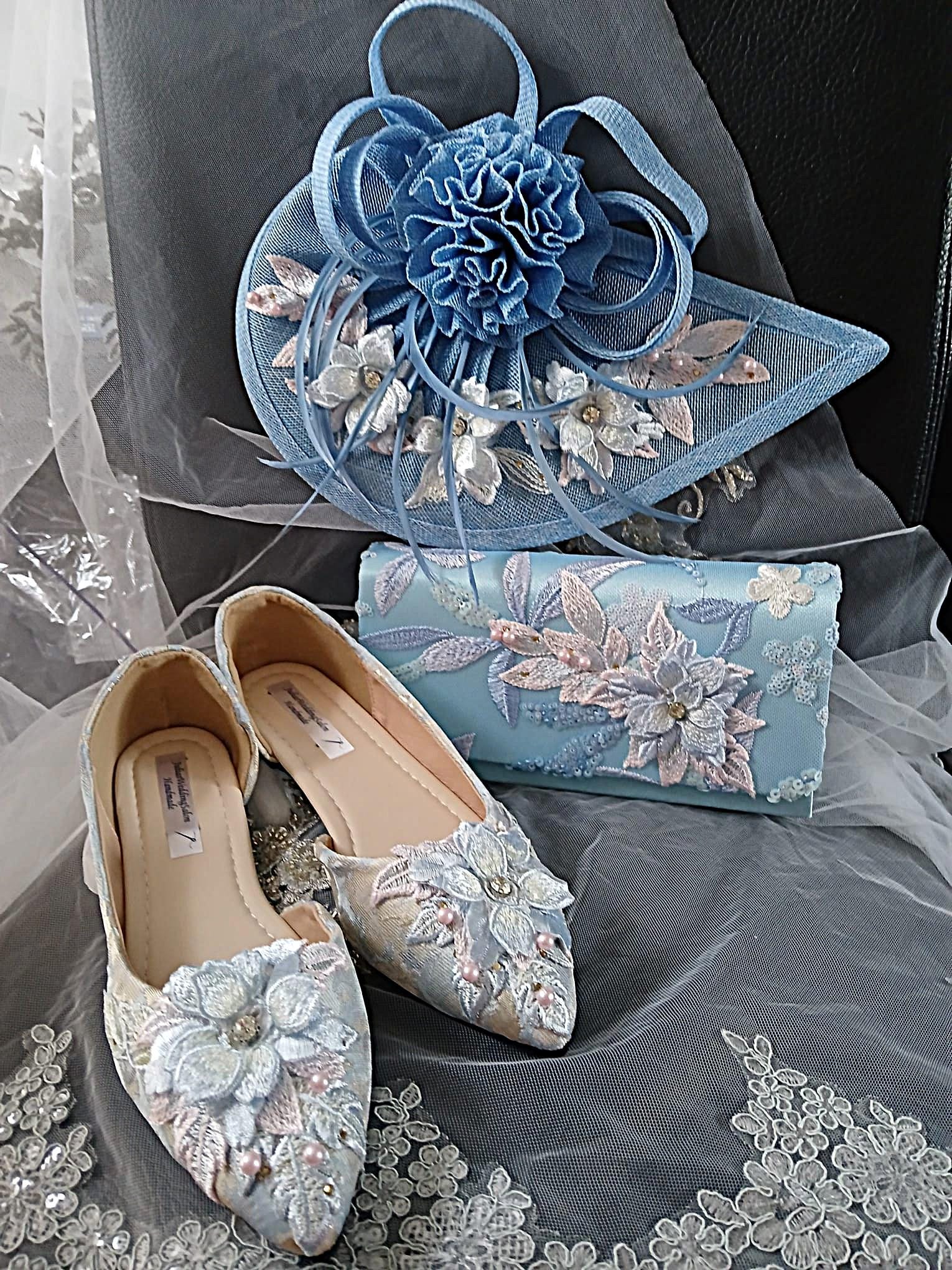 blue dress for baby girl Ivy - Blue 3D Floral Lace Wedding Shoes 5.5 US | 3 UK | 22cm