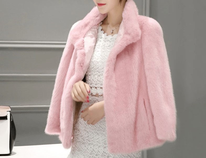 womens pink fuzzy coat