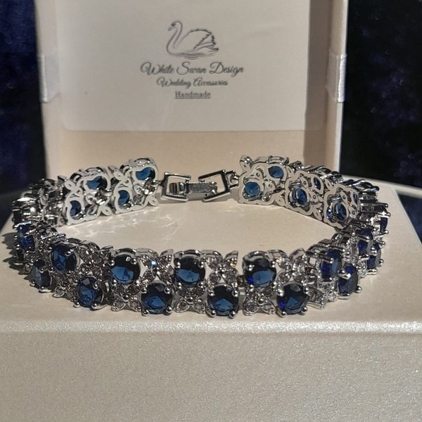 Bracelet bleu royal, bracelet bleu saphir, cadeau pour elle