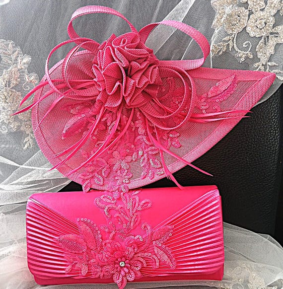Elegant Pink Women\'s Hat and Clutch Set Pink Wedding Hats for Women - Pale Pink Royal Ascot  main image 3