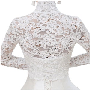 White Or Ivory Lace Bolero,Long Sleeve Jacket,Bridal Bolero image 5