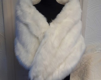 Ivory Faux Fur Shawl,Bridal Wrap,Coverup For Bridesmaid