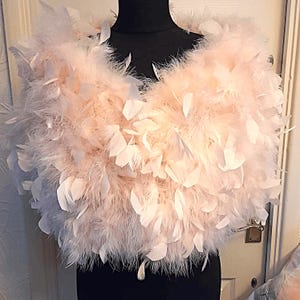 Faux Fur Cape,Bridal Bolero,Feather Wedding Wrap,Ostrich Feather Shawl