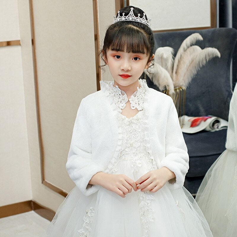 Jelory Kids Girls Long Sleeve 3D Flower Applique Bolero Wedding Party Princess Cover Up Shrug Cardigan 
