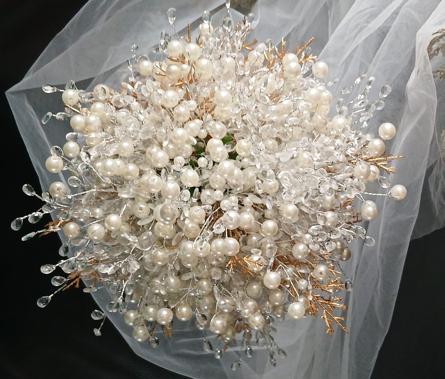 Ivory Pearl Crystal Bridal Bouquet