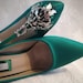 emerald green satin shoes