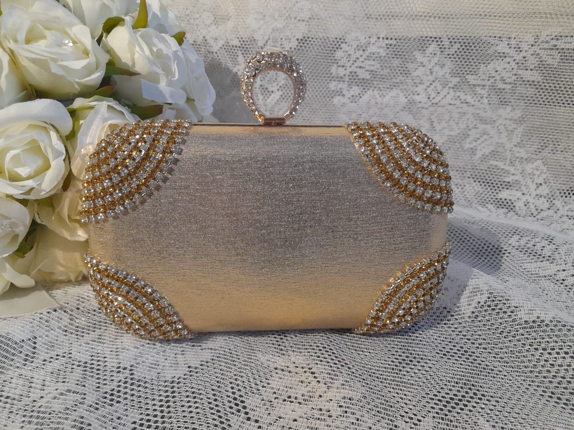 Oval Pale Gold Beaded Bag SALE!!