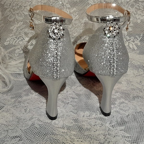 Silver Glitter Bridal Shoes,Wedding Sandals,Bridesmaid Shoes