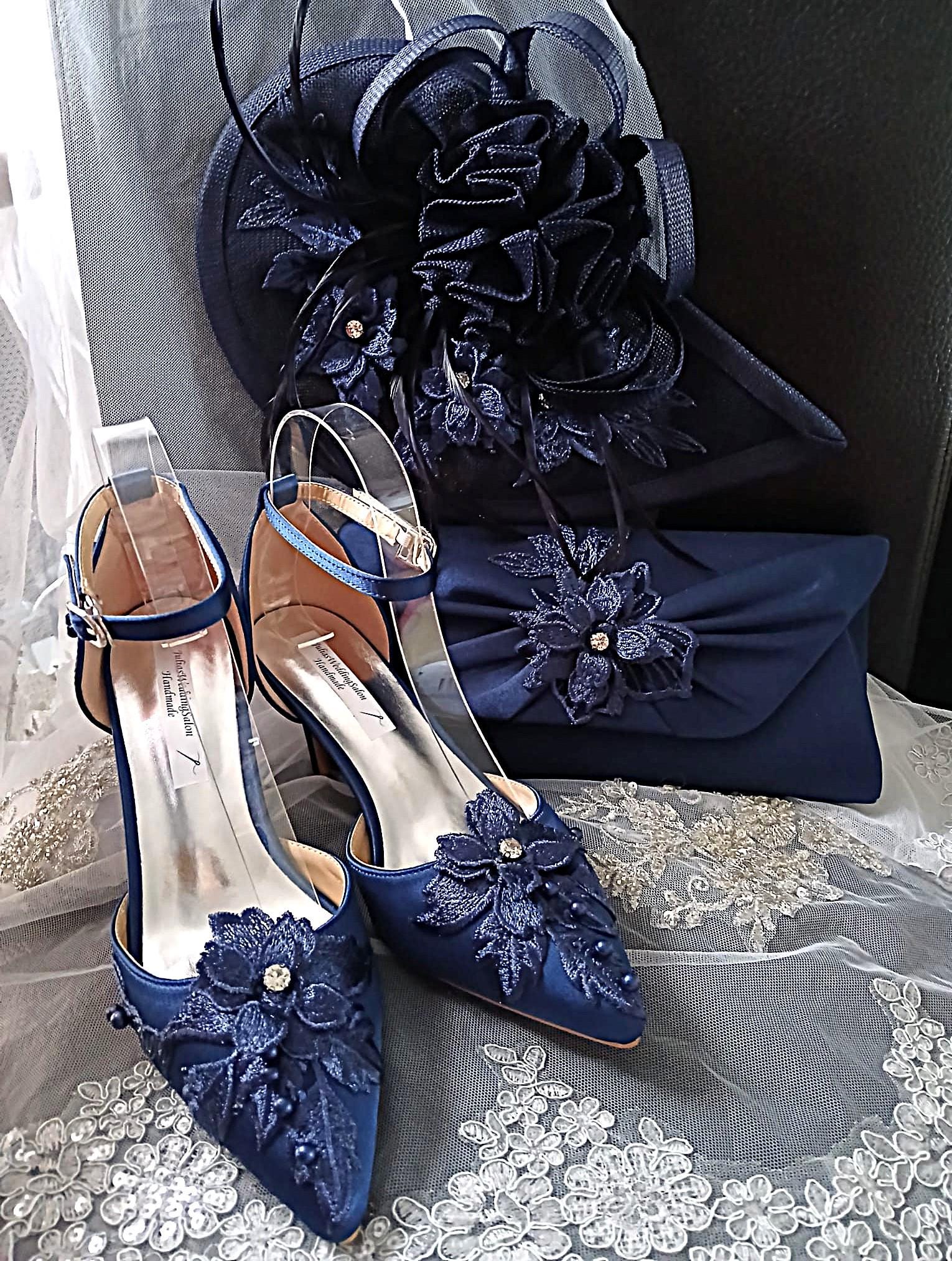 Navy Blue Wedge Dress Shoes - Etsy UK