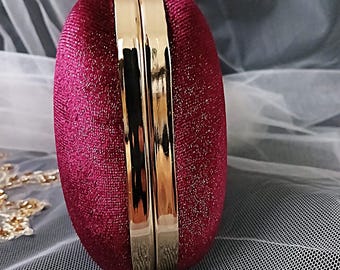 Chic Red Clutch with Gold Accent Wine Red Knot Handle Clutch With Gold Accent on Luulla main image 2