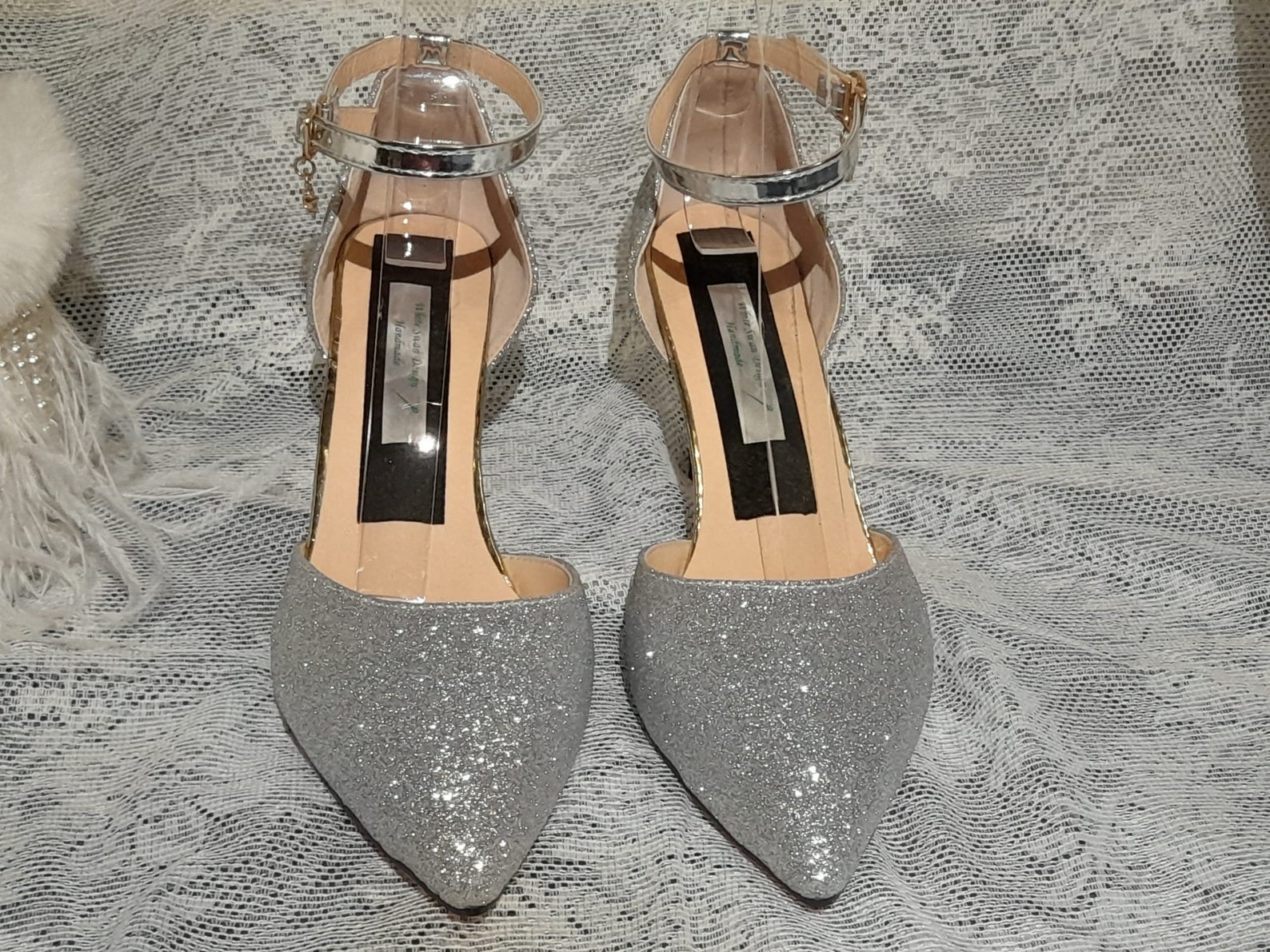 Silver Glitter Bridal Shoeswedding Sandalsbridesmaid Shoes Etsy
